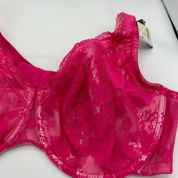 Cacique Bra 44DD NWT Bold Lace Full Coverage Underwire Pink Plus Lane Bryant - Picture 11 of 14